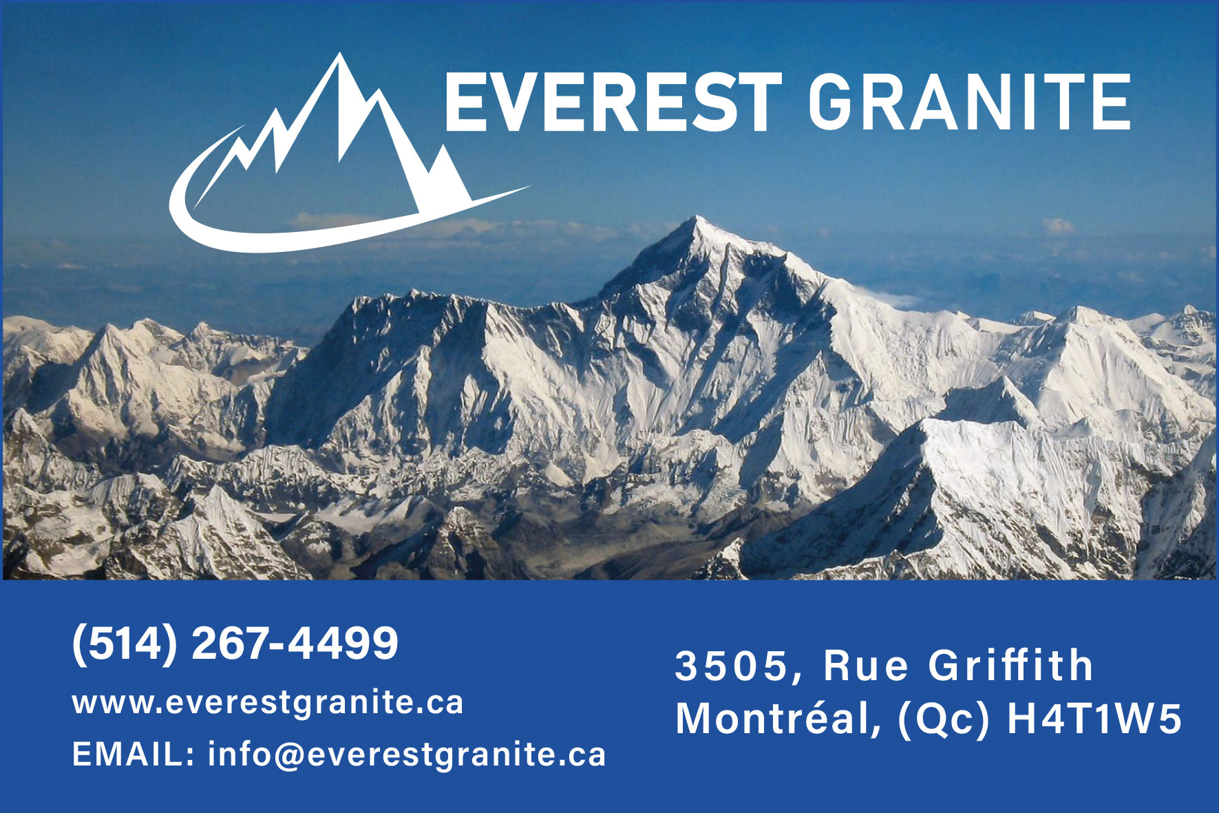 Carte de visite recto de GRANITE EVEREST 9362-7388 QUÉBEC INC