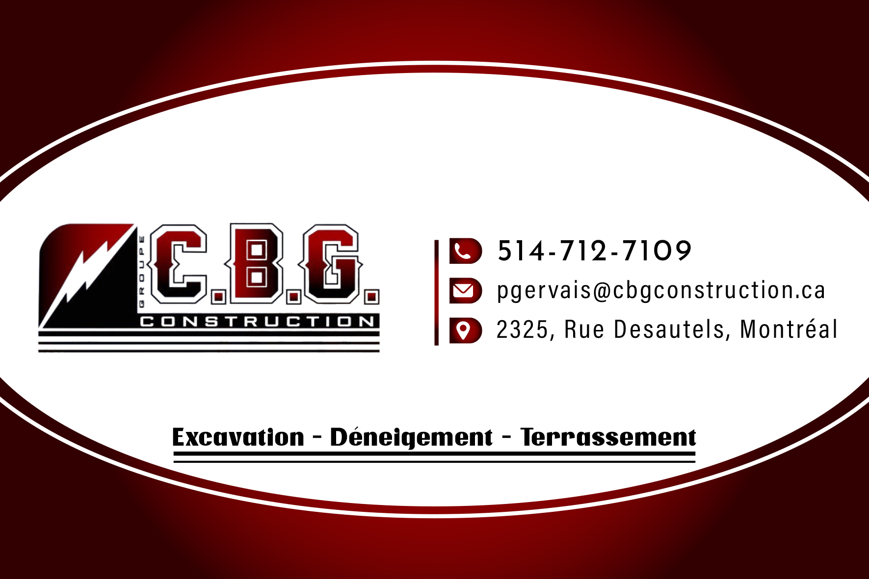 Carte de visite recto de GROUPE C.B.G. CONSTRUCTION