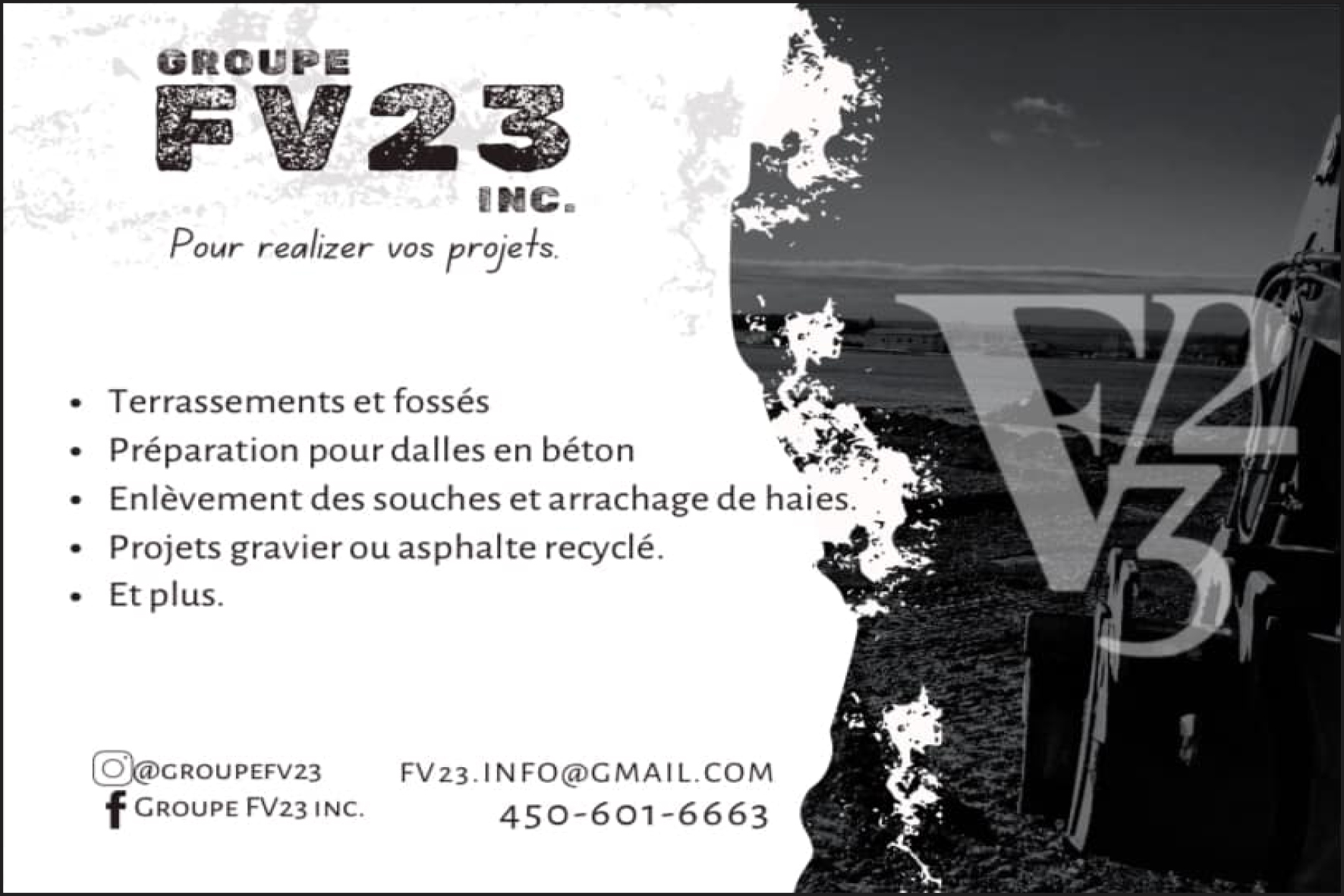 Carte de visite recto de GROUPE FV23 INC