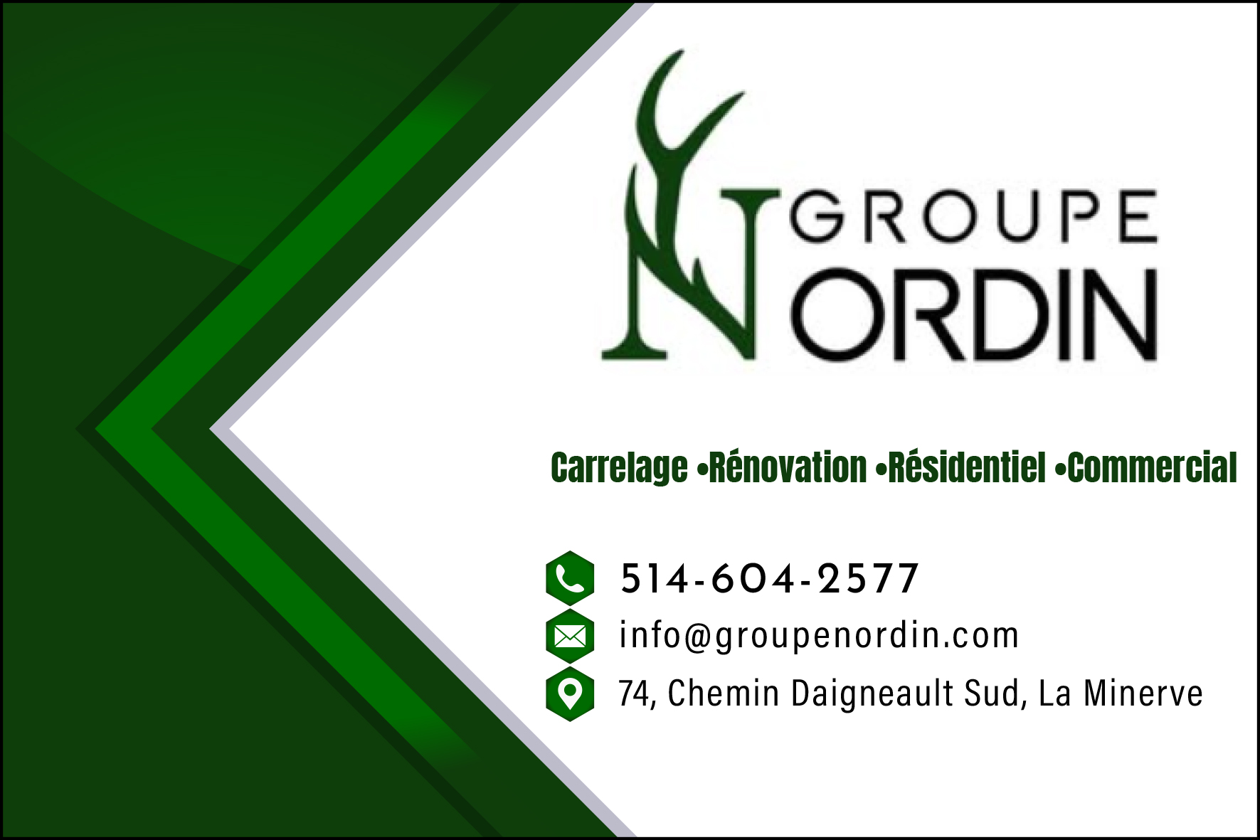 Carte de visite recto de GROUPE NORDIN INC