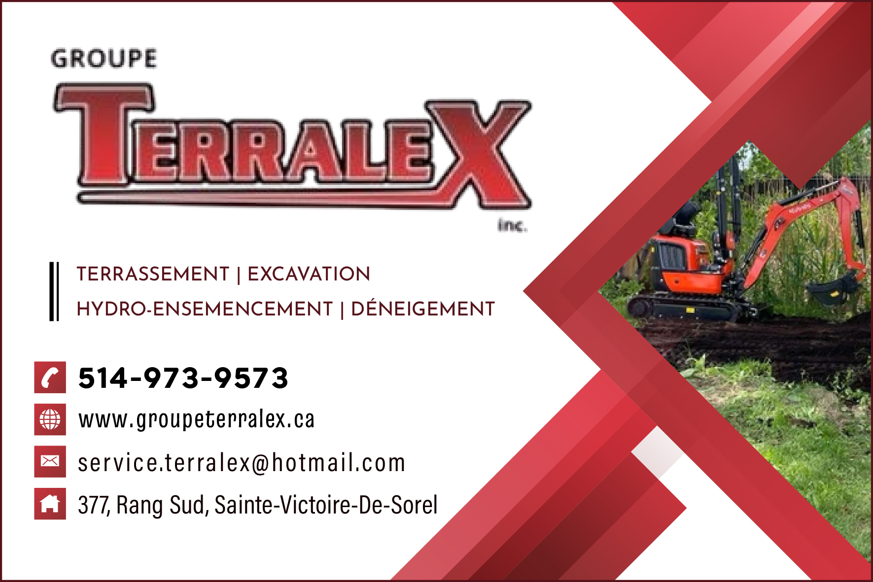 Carte de visite recto de GROUPE TERRALEX INC