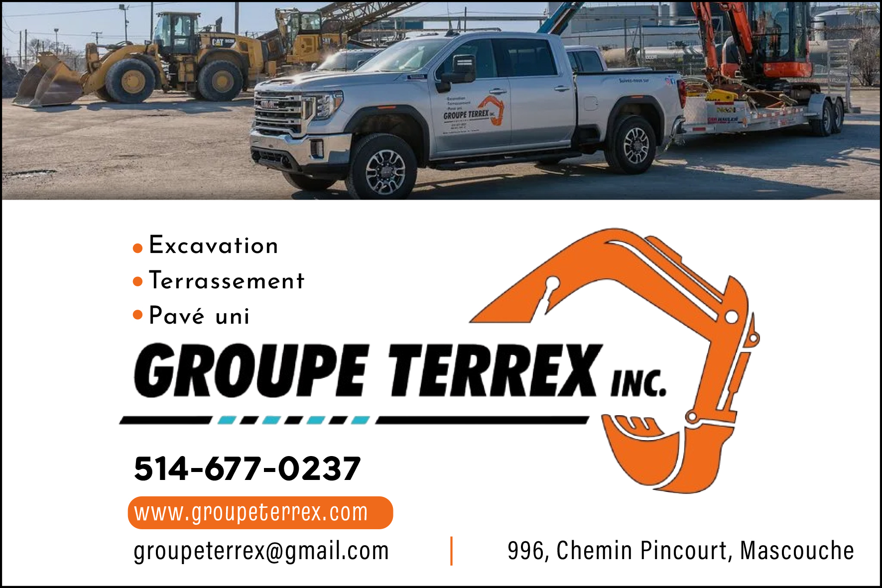 Carte de visite recto de GROUPE TERREX INC