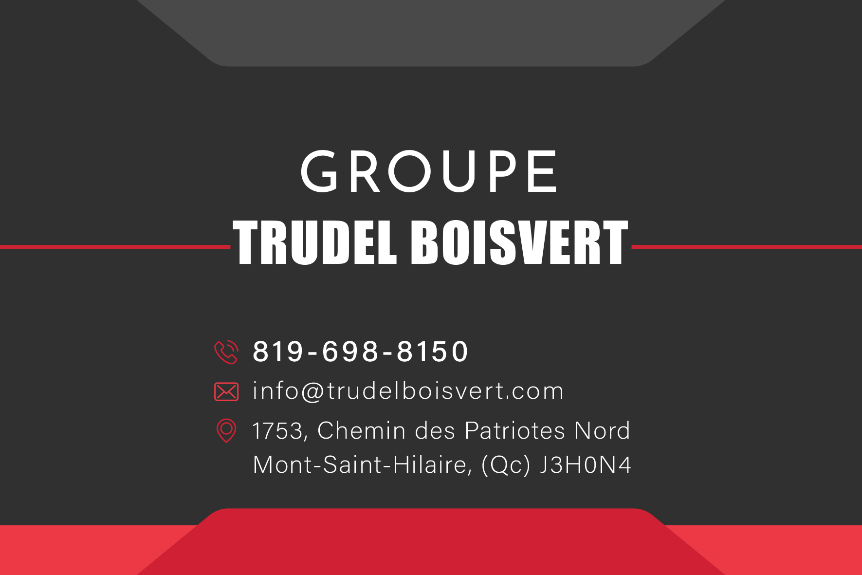 Carte de visite recto de GROUPE TRUDEL BOISVERT INC