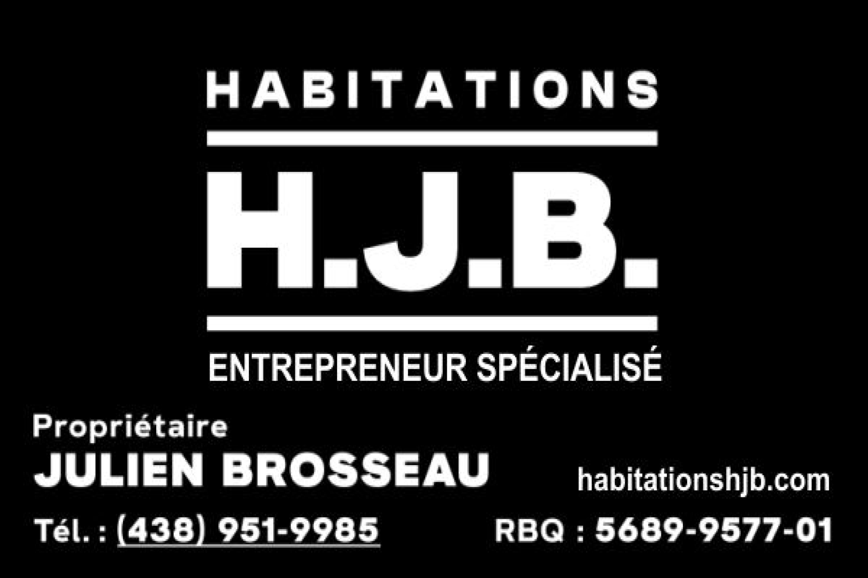 Carte de visite recto de HABITATIONS H.J.B. INC