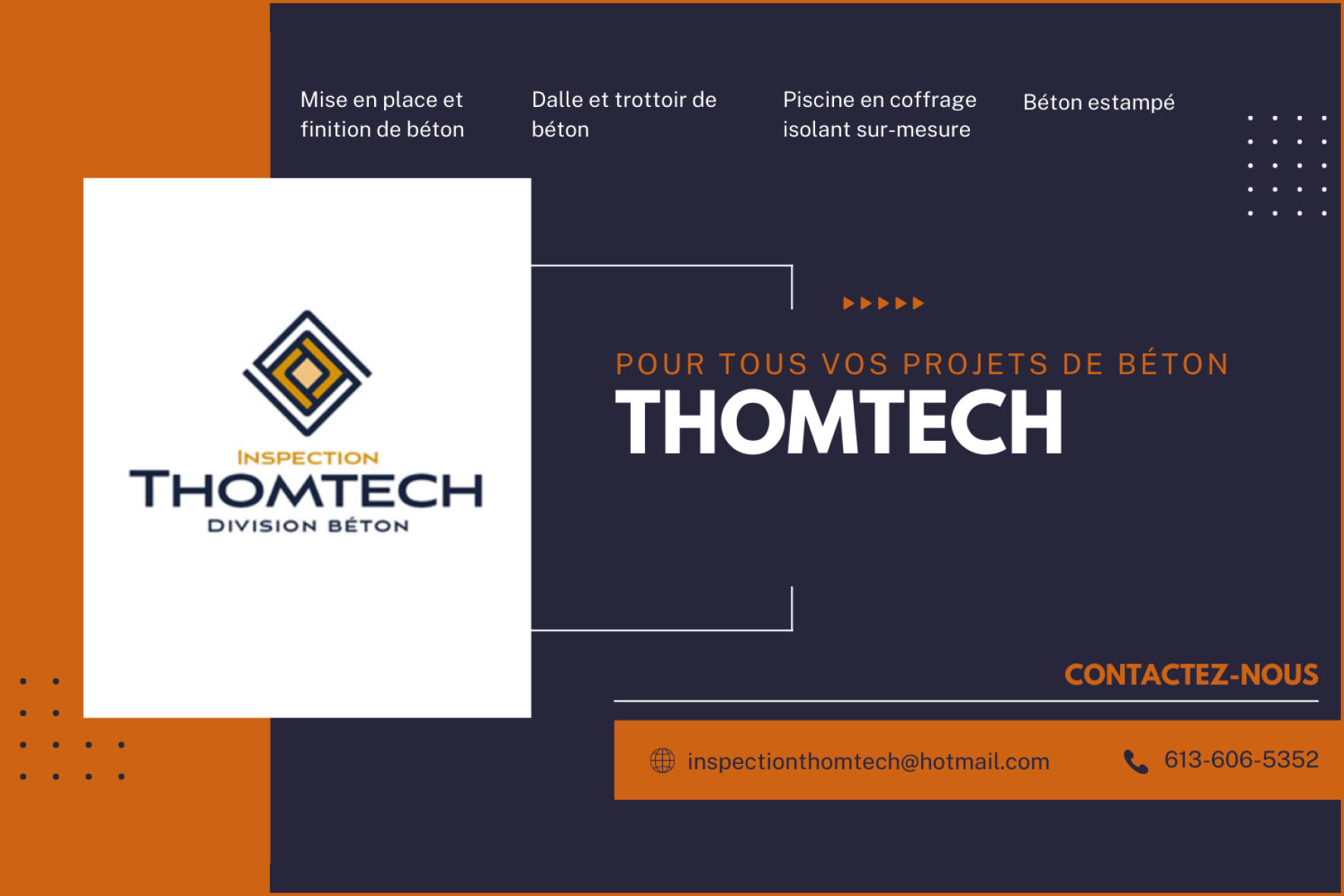 Carte de visite recto de INSPECTION THOMTECH INC