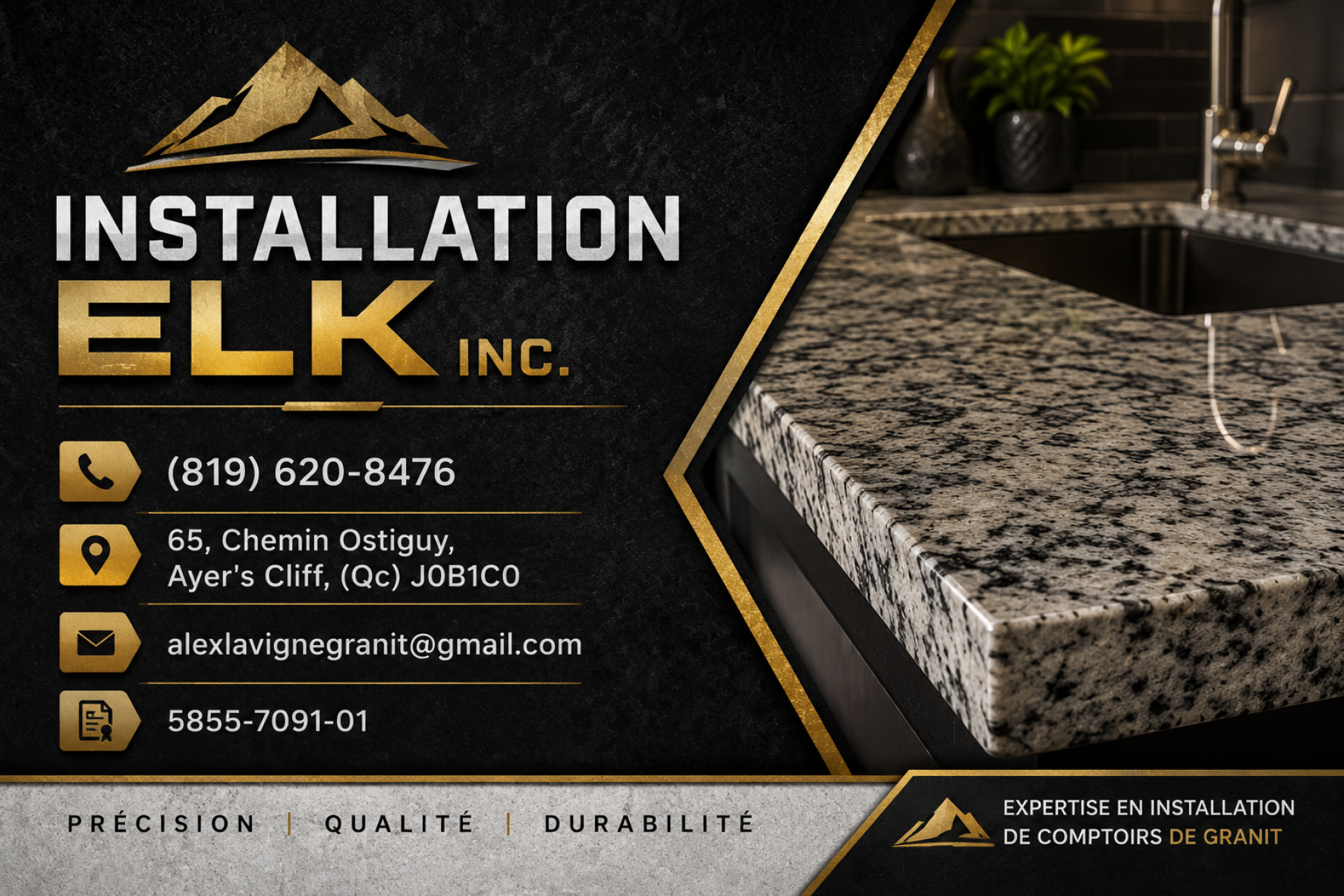 Carte de visite recto de INSTALLATION ELK INC