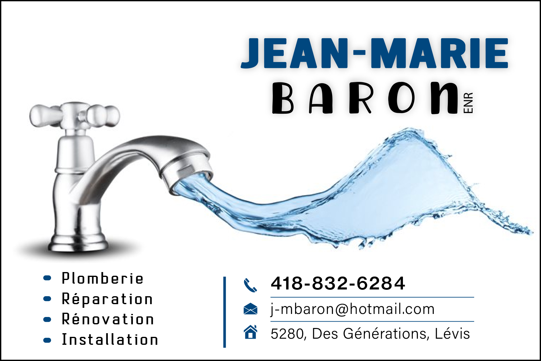 Carte de visite recto de JEAN-MARIE BARON ENR