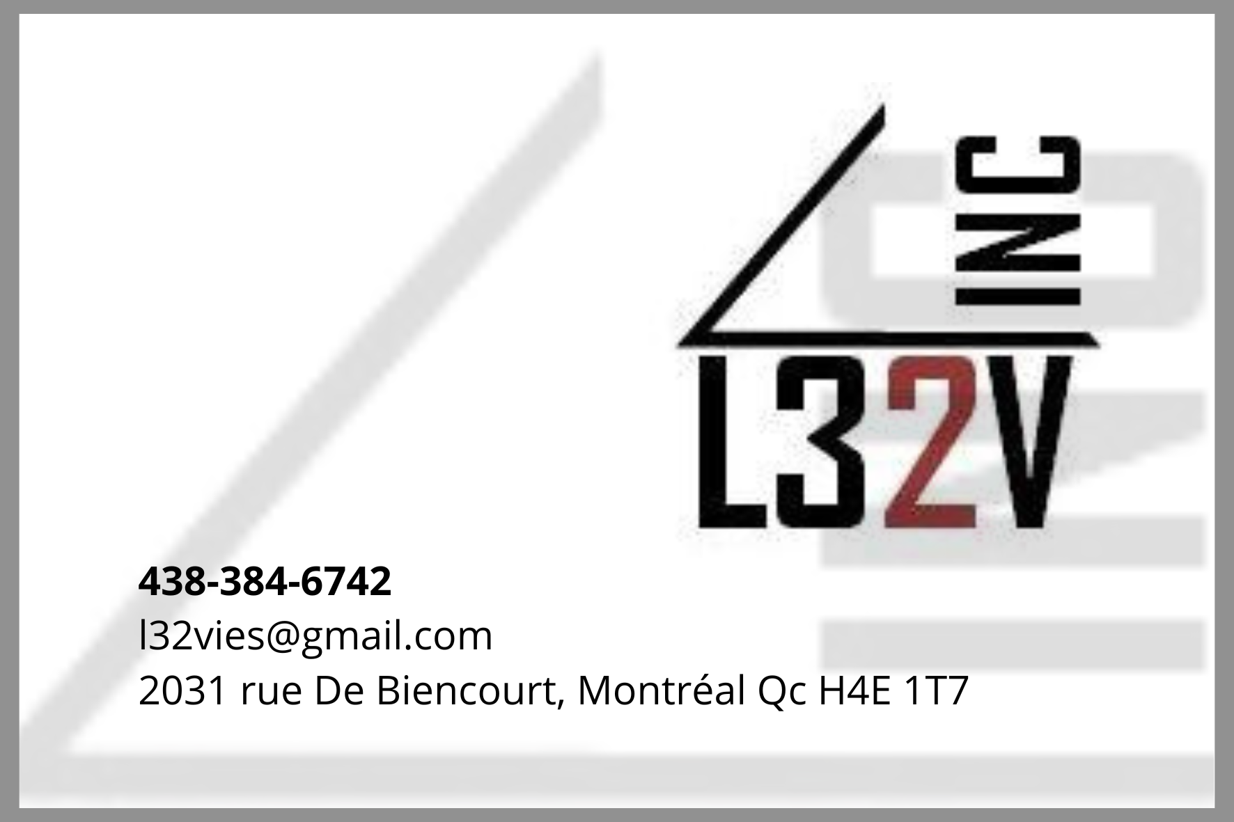 Carte de visite recto de L32V LES 32 VIES INC