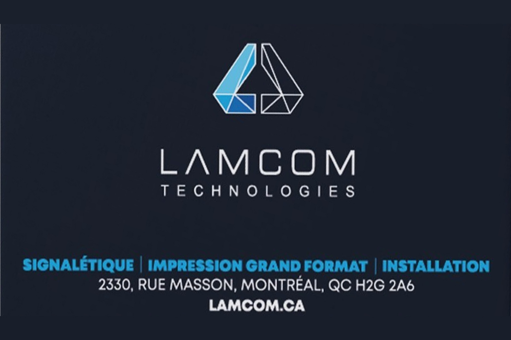 Carte de visite recto de LAMCOM TECHNOLOGIES INC