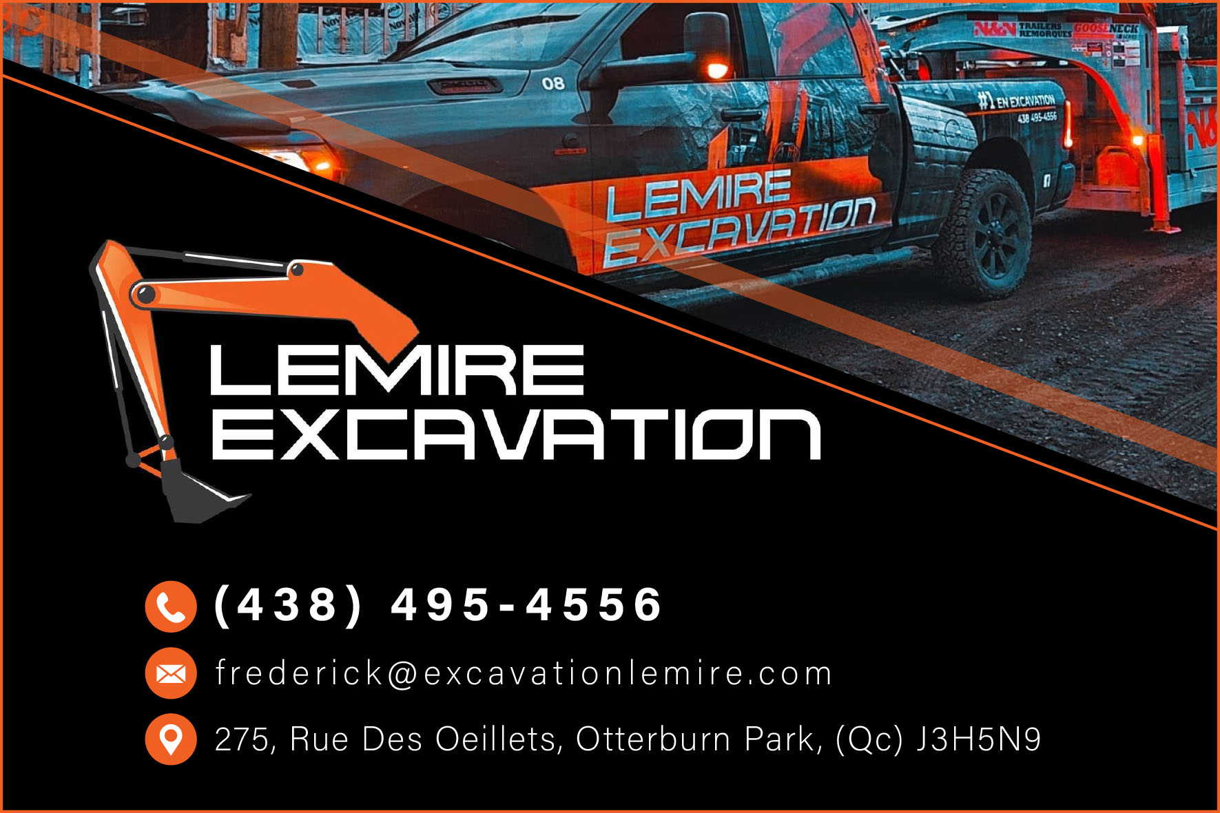 Carte de visite recto de LEMIRE EXCAVATION INC