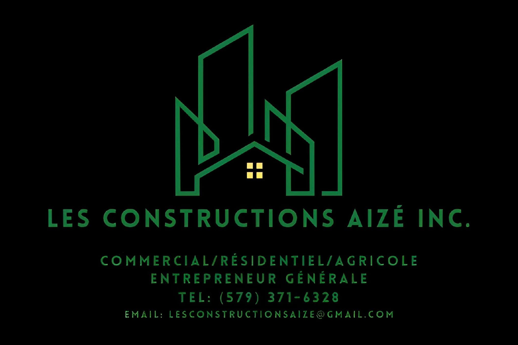 Carte de visite recto de LES CONSTRUCTIONS AIZÉ INC