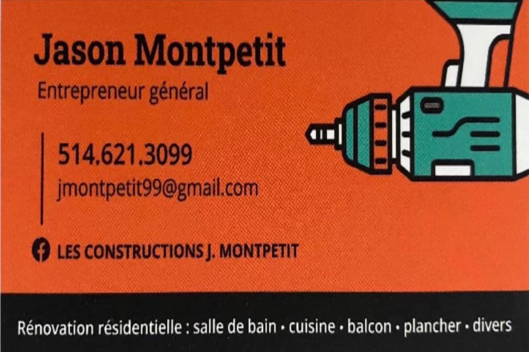 Carte de visite recto de LES CONSTRUCTIONS J. MONTPETIT INC