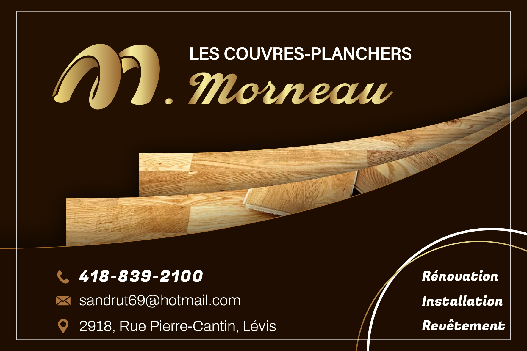 Carte de visite recto de LES COUVRES-PLANCHERS M.MORNEAU INC