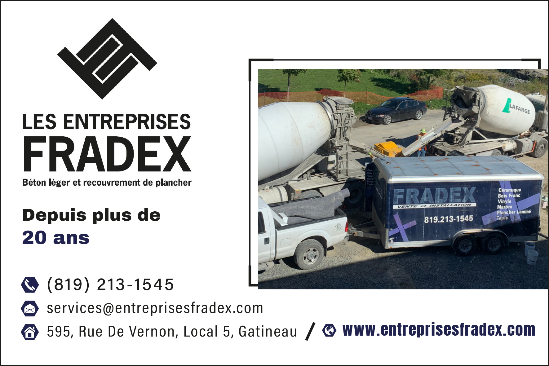 Carte de visite recto de LES ENTREPRISES FRADEX