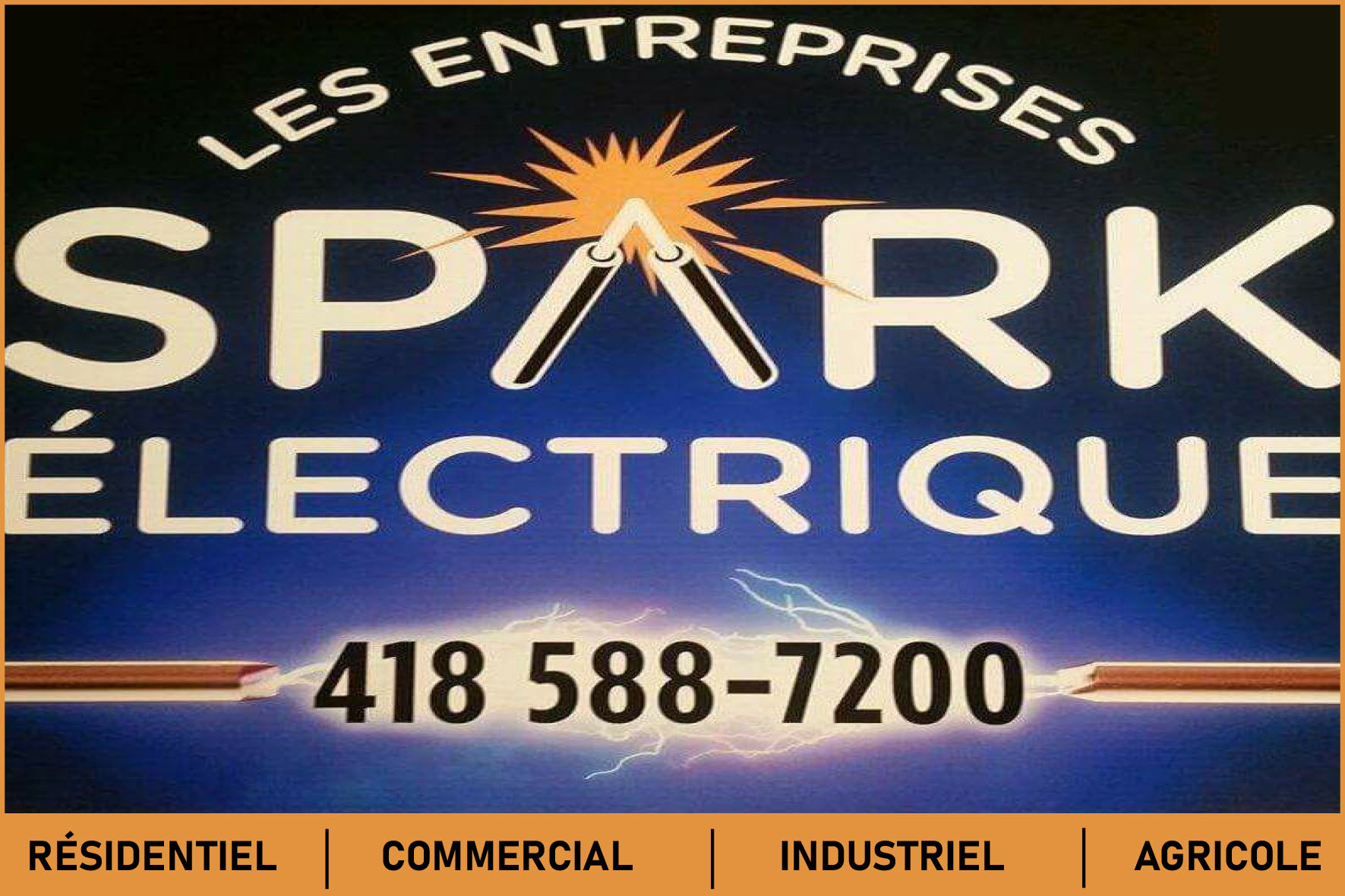 Carte de visite recto de LES ENTREPRISES SPARK ÉLECTRIQUE 2017 INC