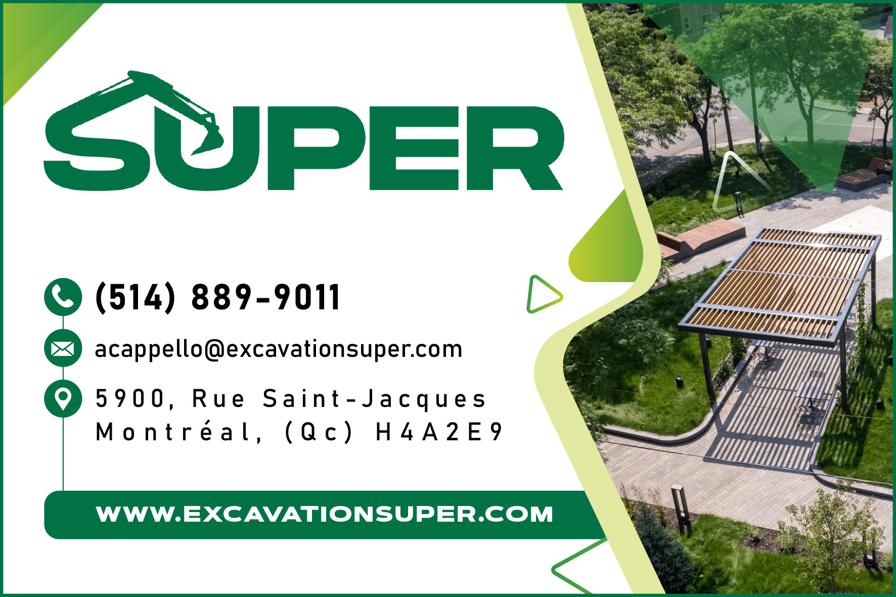 Carte de visite recto de LES EXCAVATIONS SUPER INC