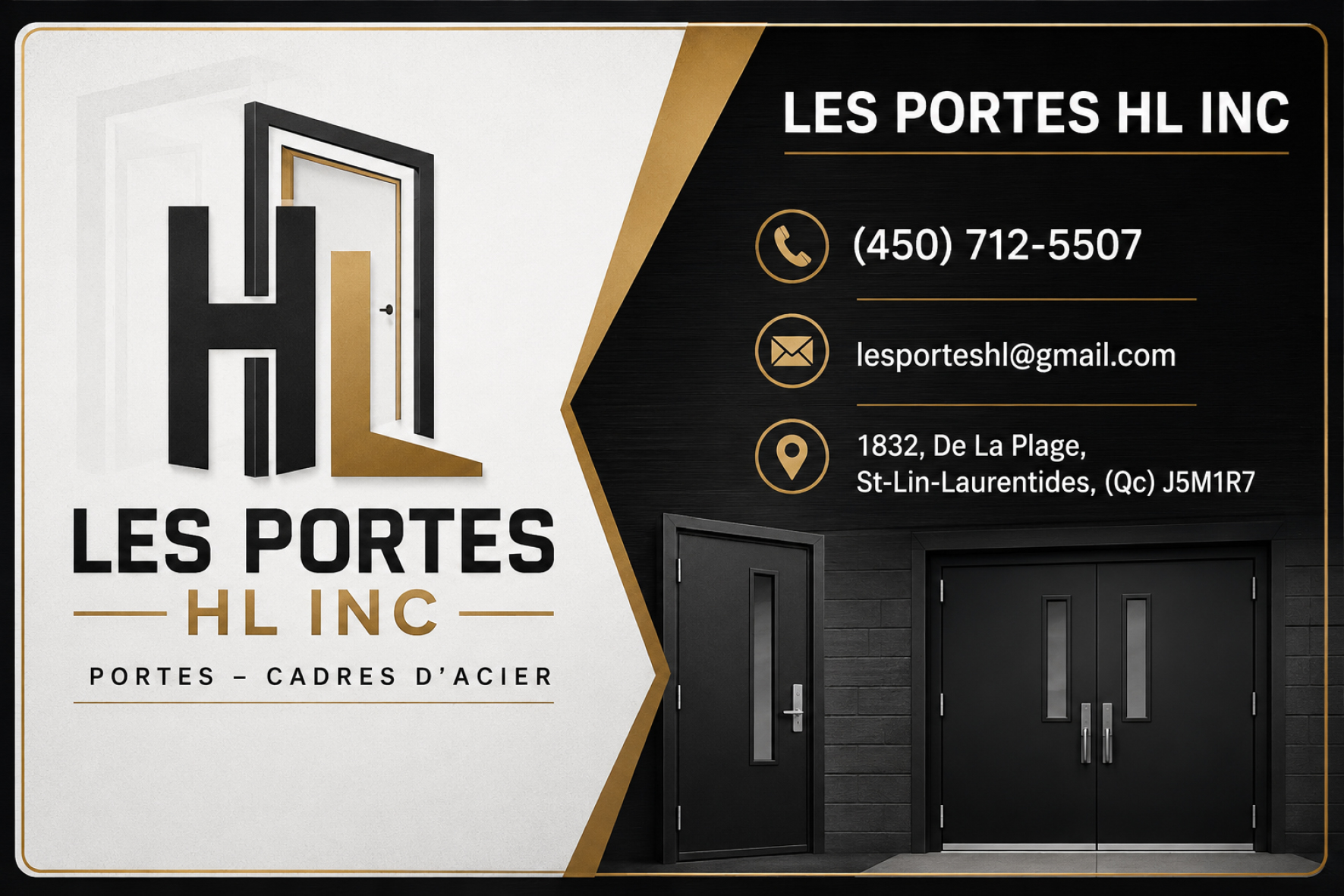 Carte de visite recto de LES PORTES HL INC
