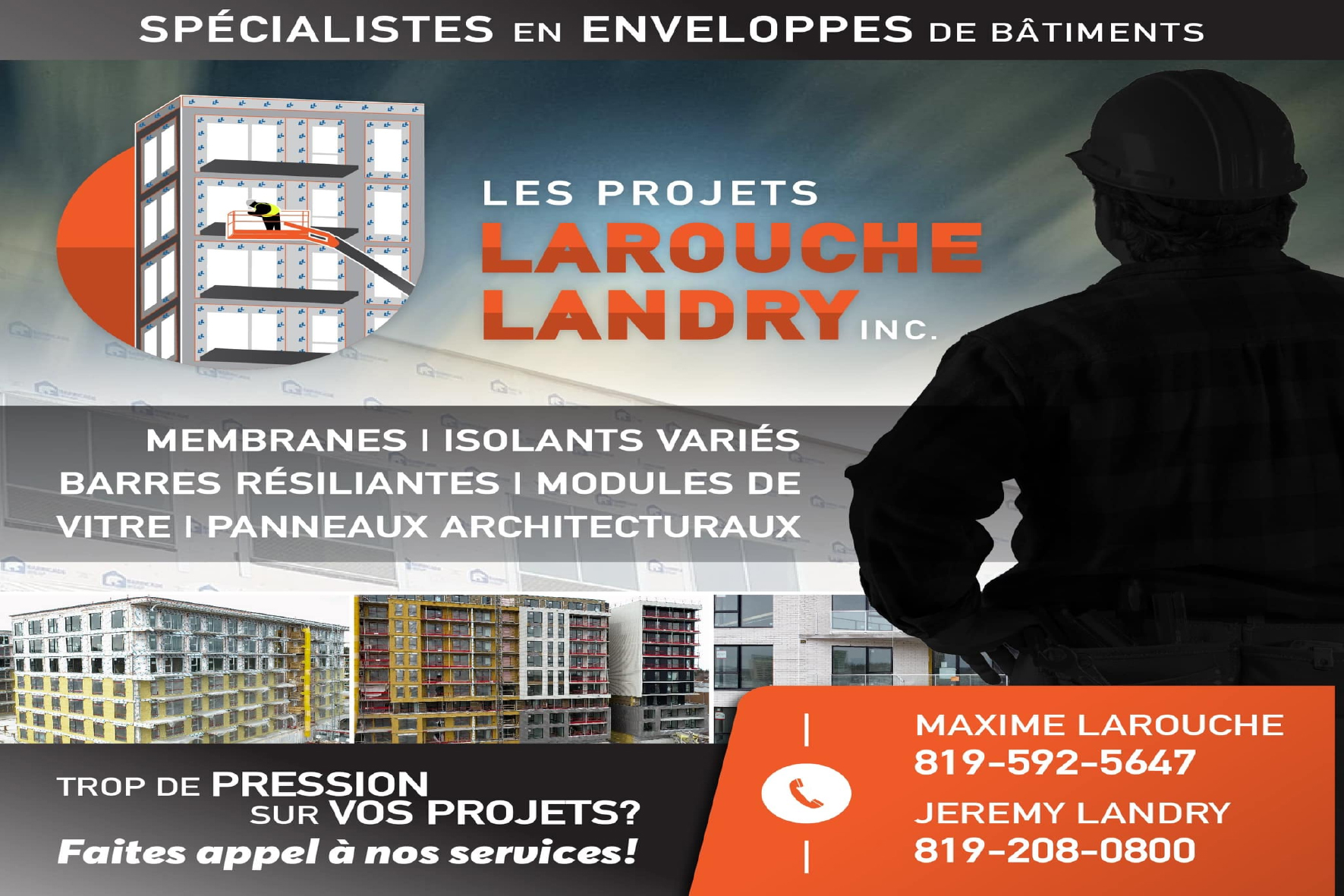 Carte de visite recto de LES PROJETS LAROUCHE LANDRY INC