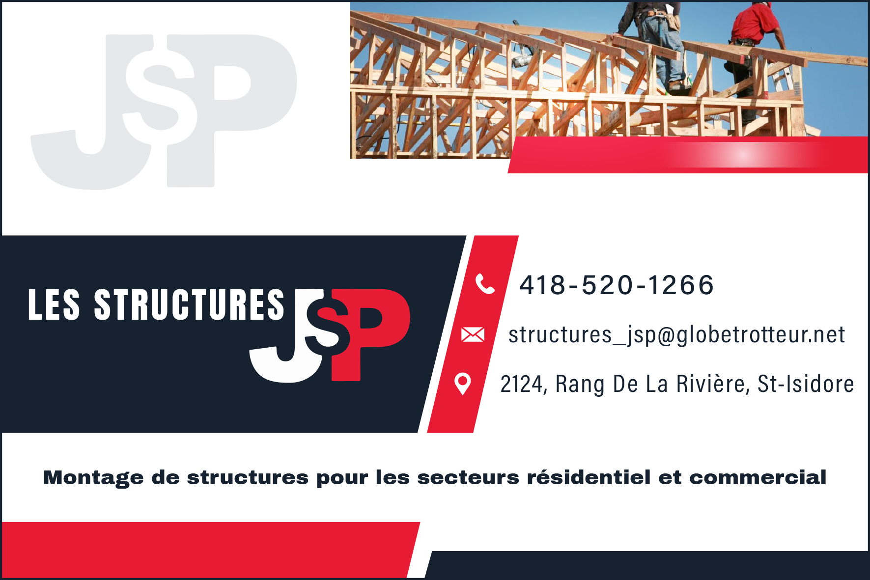 Carte de visite recto de LES STRUCTURES JSP INC