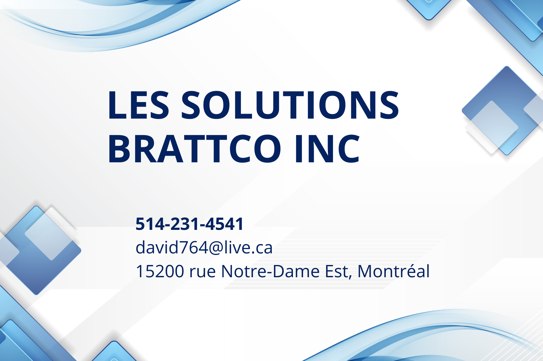 Carte de visite recto de LES SOLUTIONS BRATTCO INC