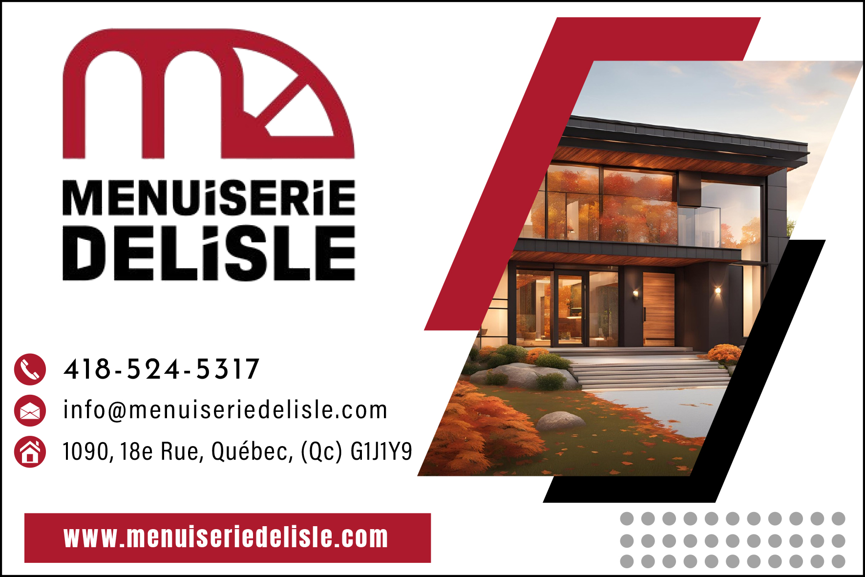 Carte de visite recto de MENUISERIE DELISLE (1988) INC