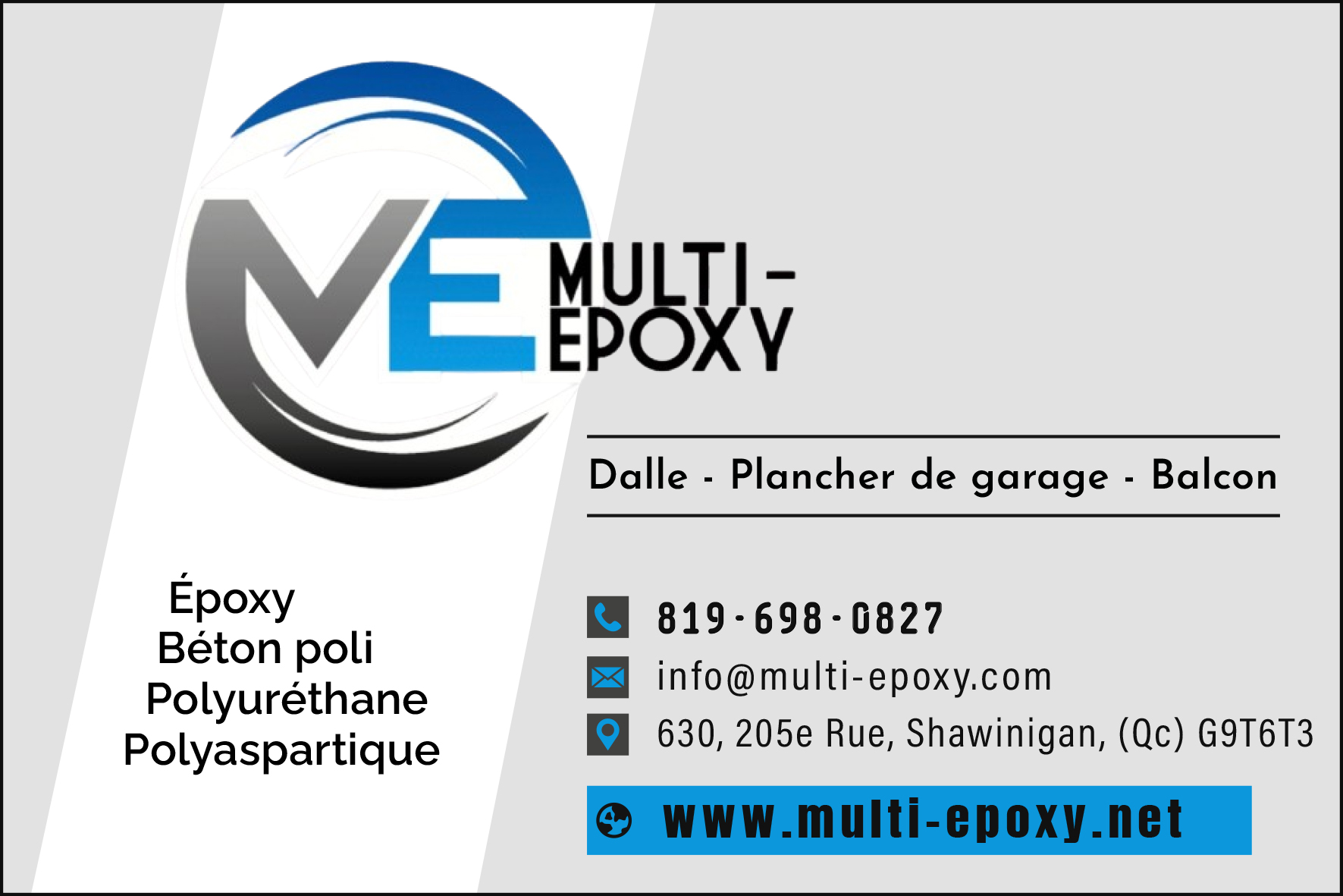 Carte de visite recto de MULTI-ÉPOXY INC