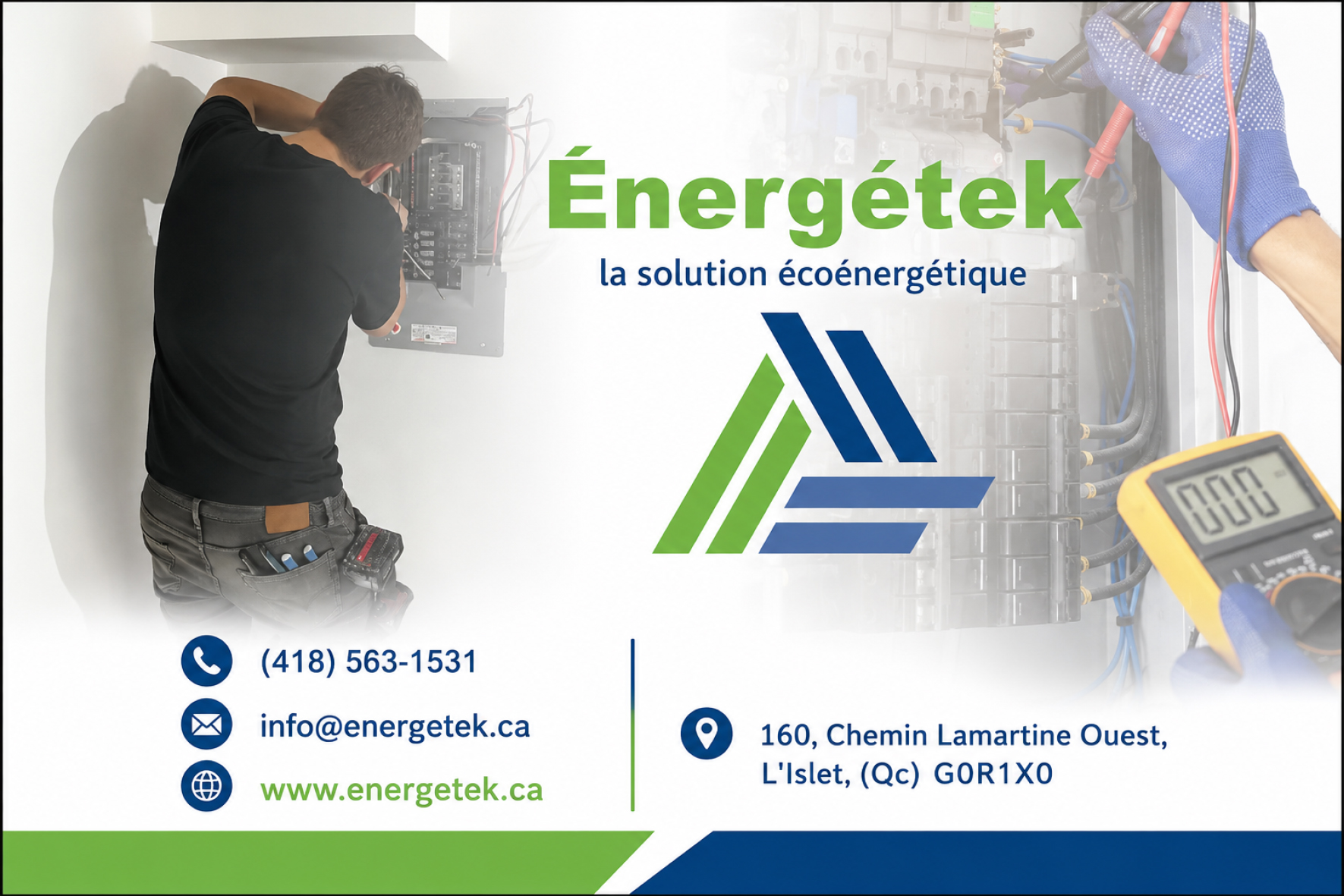 Carte de visite verso de ÉNERGÉTEK INC