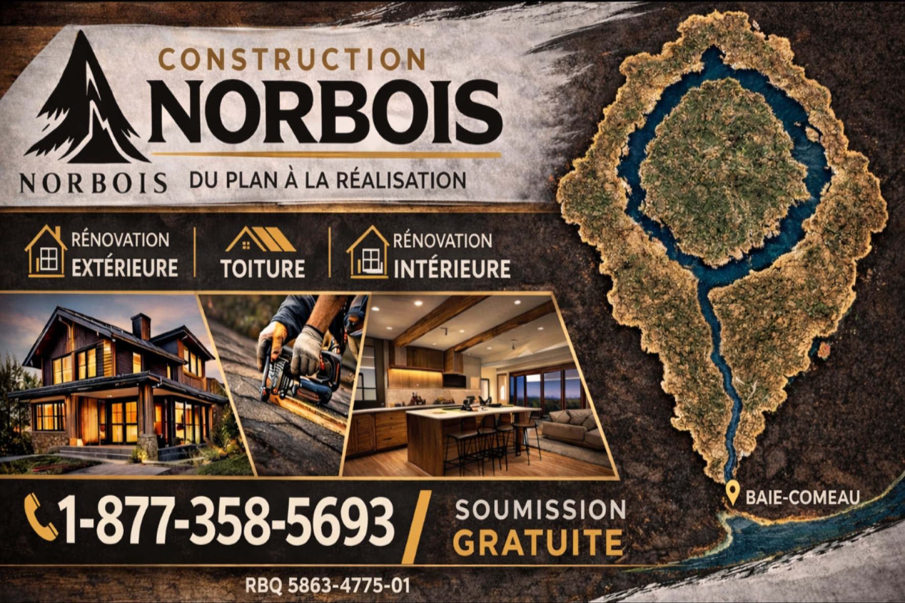 Carte de visite recto de NORBOIS 9521-8129 QUÉBEC INC