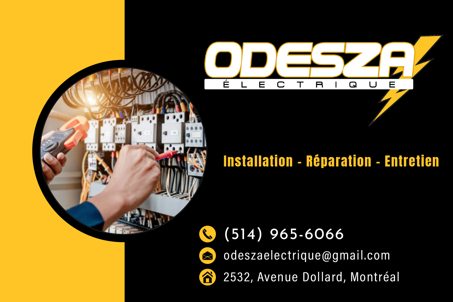 Carte de visite recto de ODESZA ÉLECTRIQUE INC