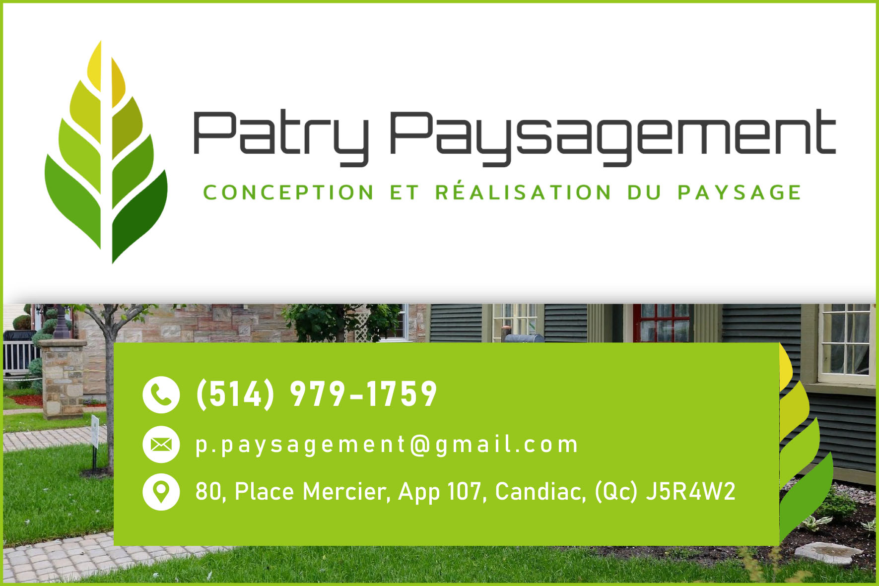 Carte de visite recto de PAYSAGEMENT PATRY 9438-2751 QUÉBEC INC