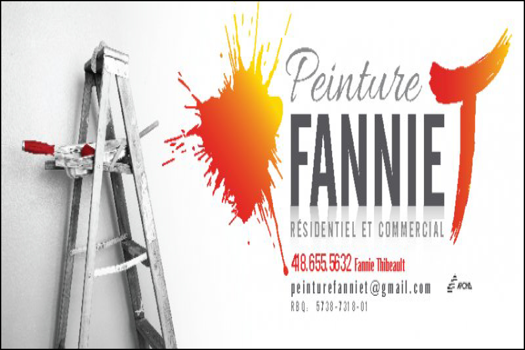 Carte de visite recto de PEINTURE FANNIE T INC