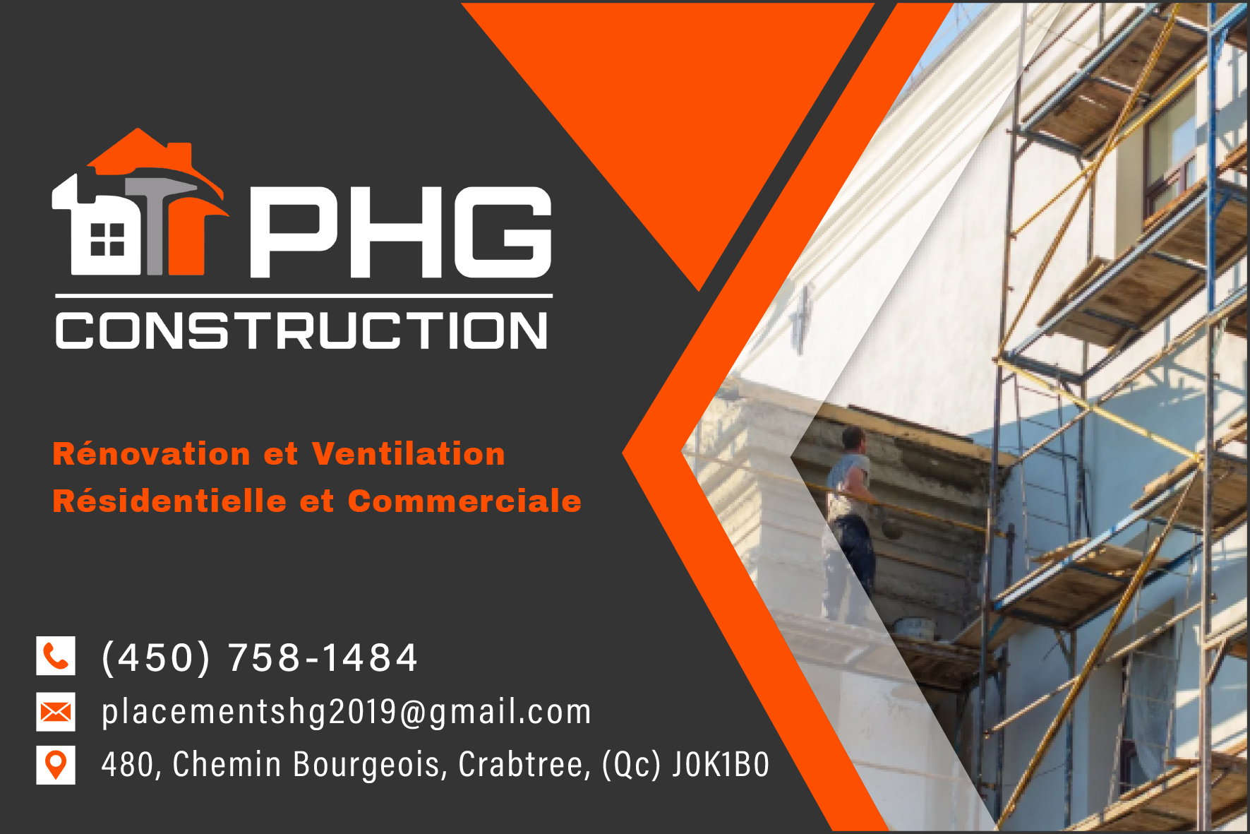 Carte de visite recto de PLACEMENTS HG INC