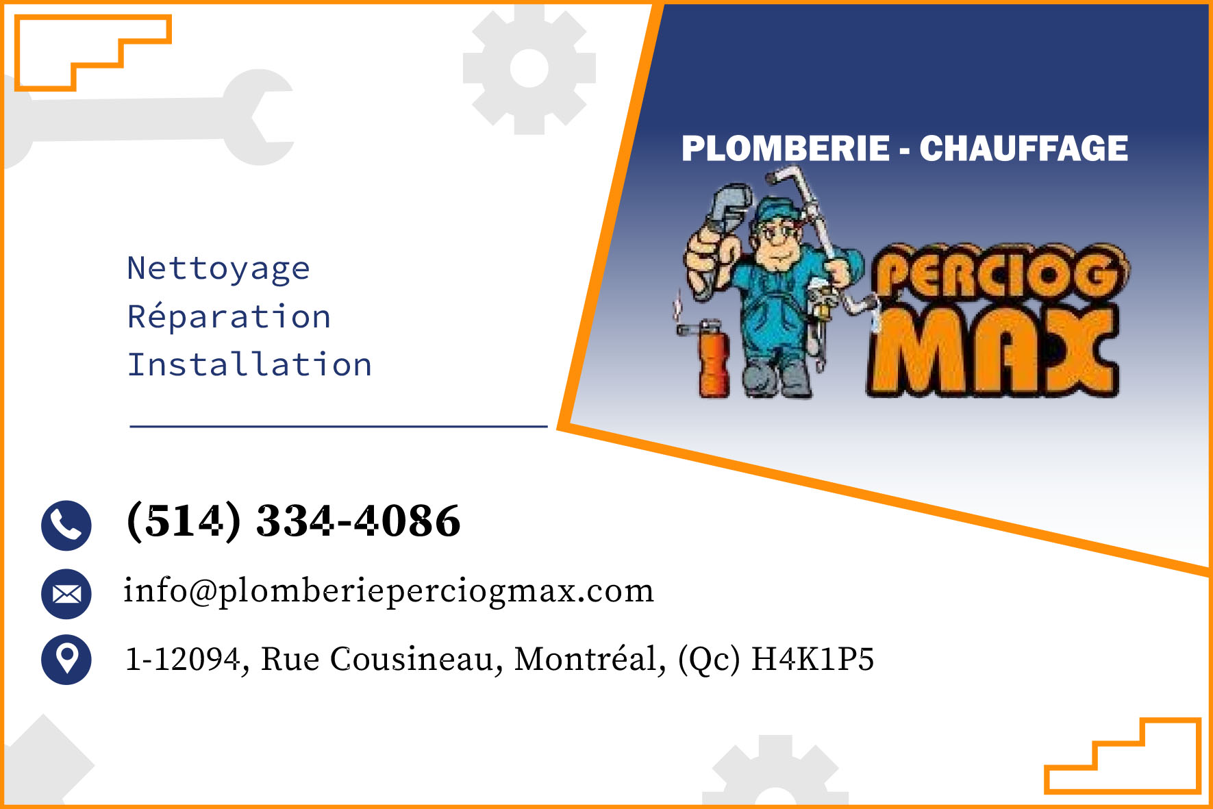 Carte de visite recto de BMK CONSTRUCTION INC