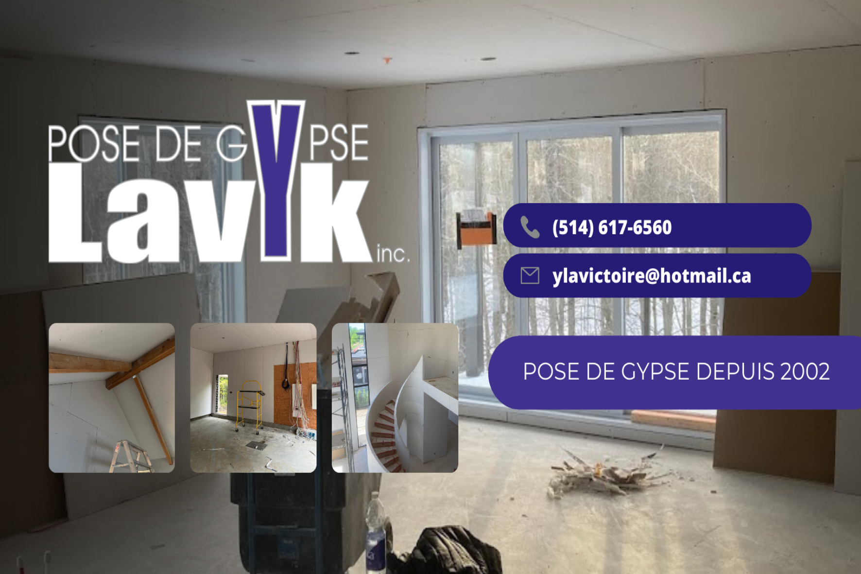 Carte de visite verso de POSE DE GYPSE LAVYK INC