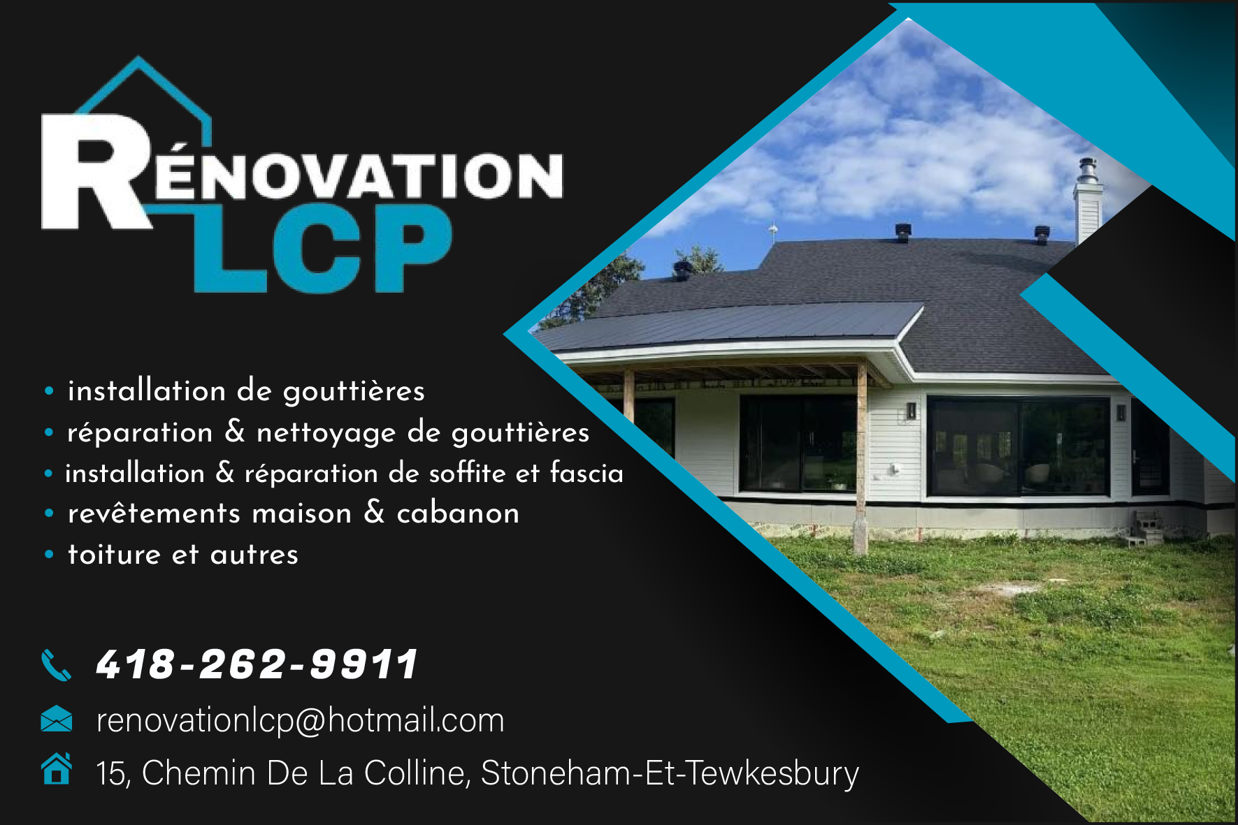 Carte de visite recto de RÉNOVATION LCP INC