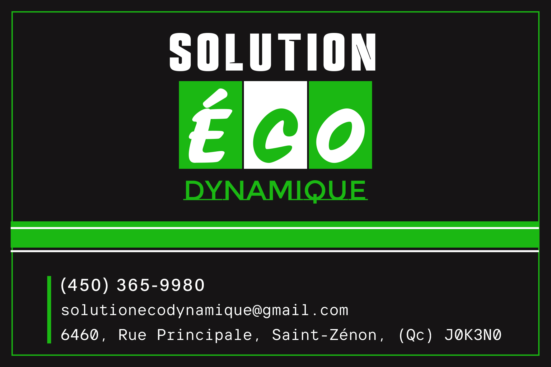 Carte de visite recto de SOLUTION ÉCO DYNAMIQUE INC