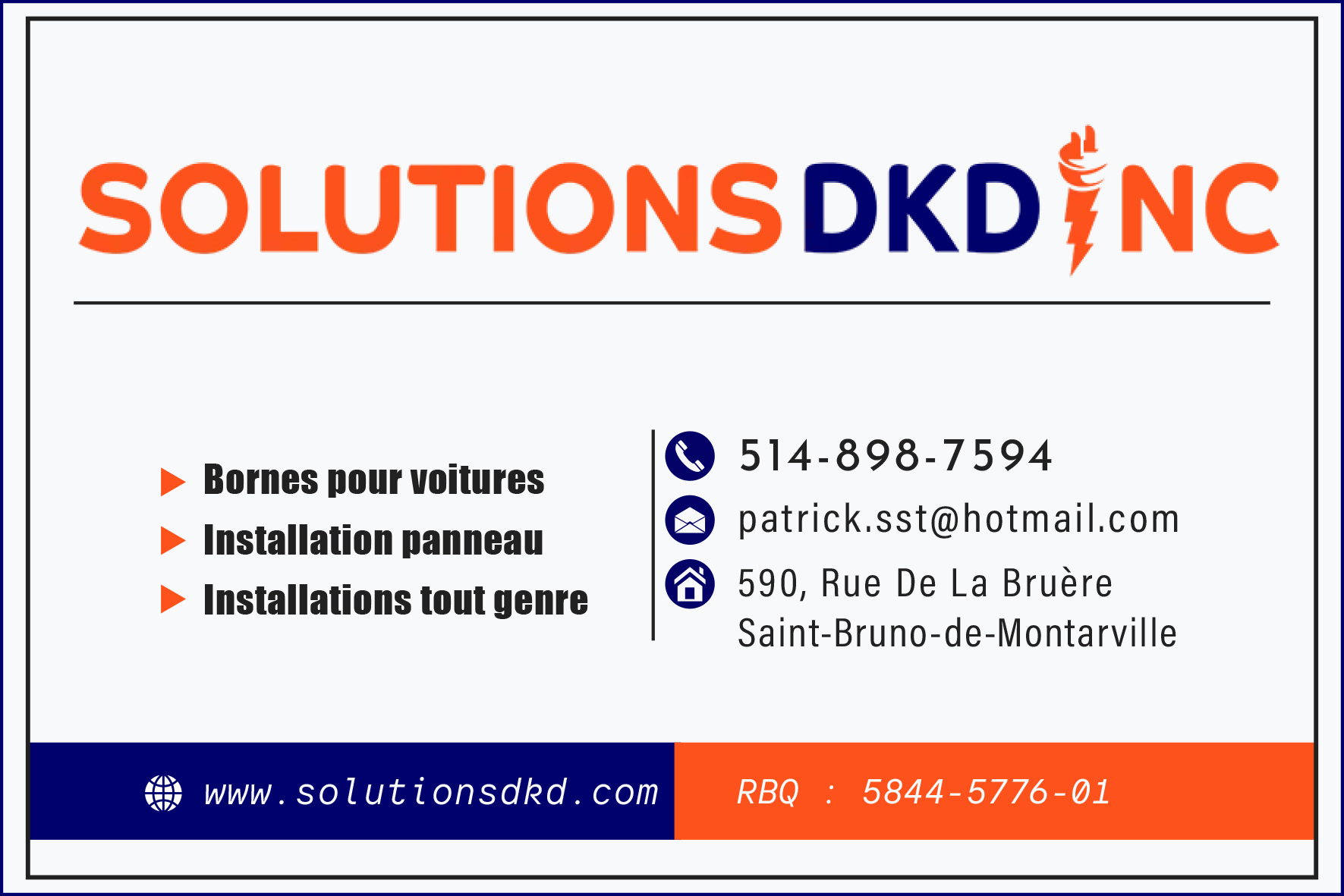 Carte de visite recto de SOLUTIONS DKD INC