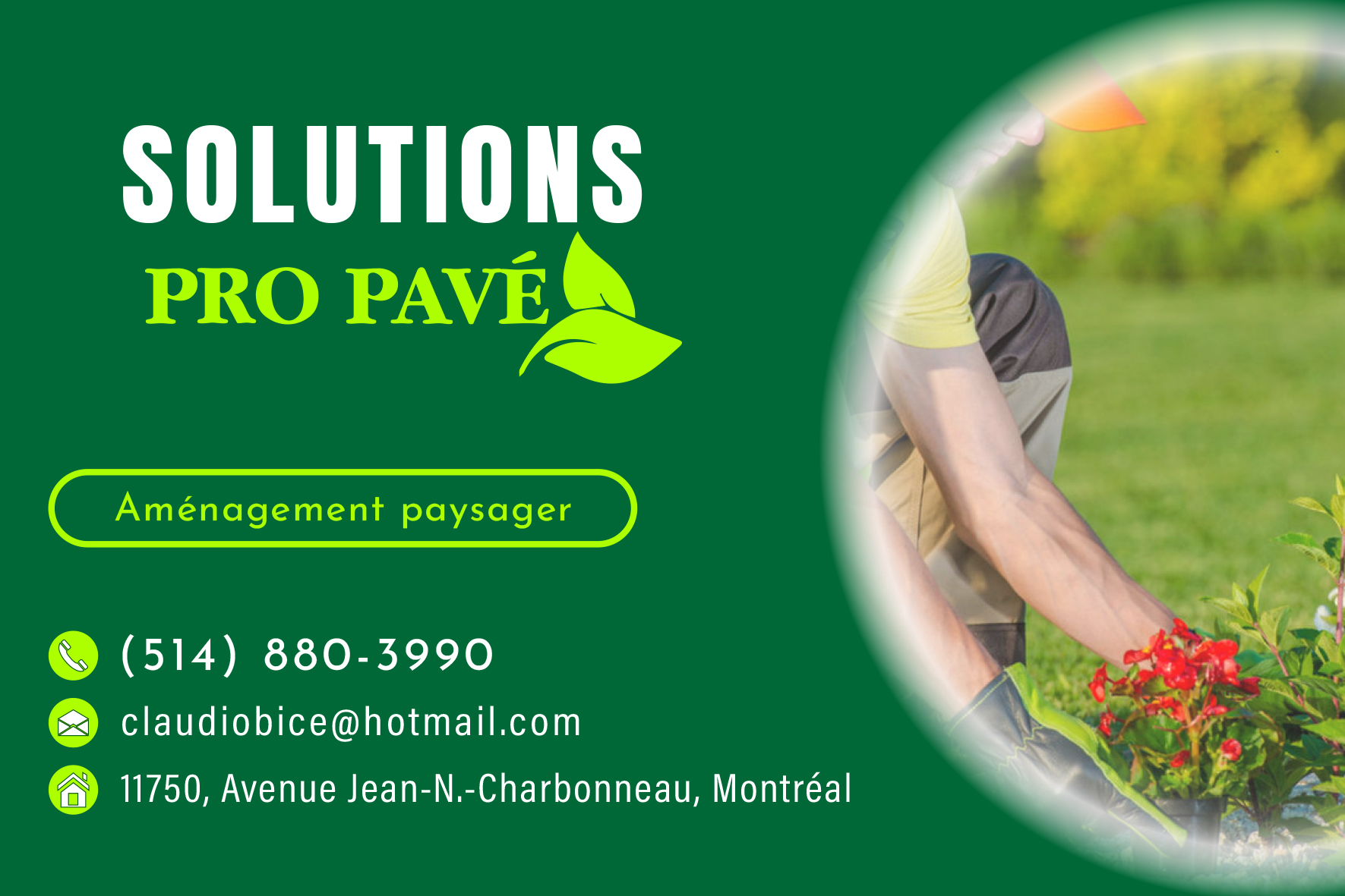 Carte de visite recto de SOLUTIONS PRO PAVÉ INC