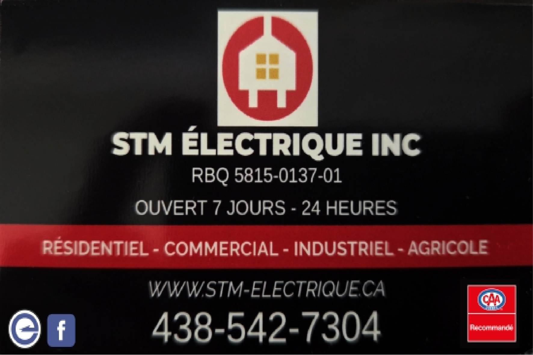 Carte de visite recto de STM ÉLECTRIQUE INC