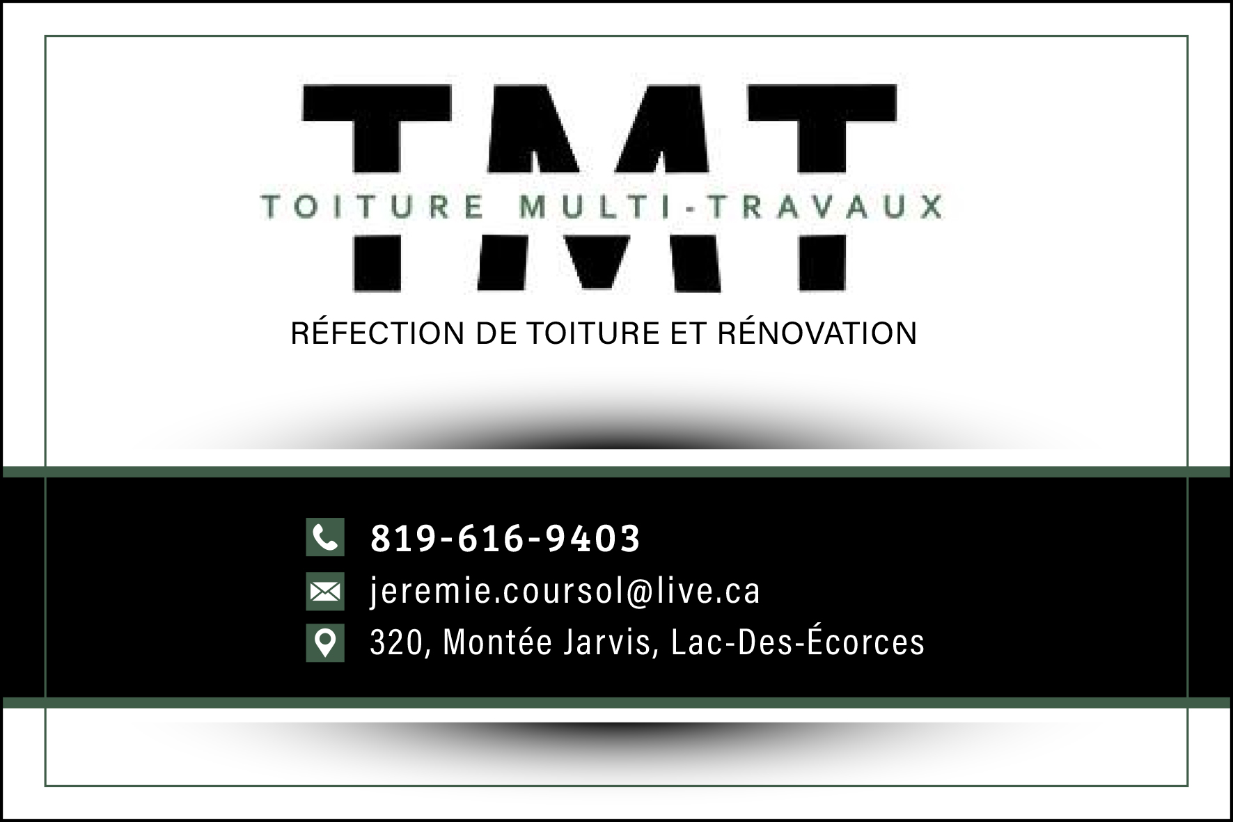 Carte de visite recto de TOITURE MULTI-TRAVAUX INC