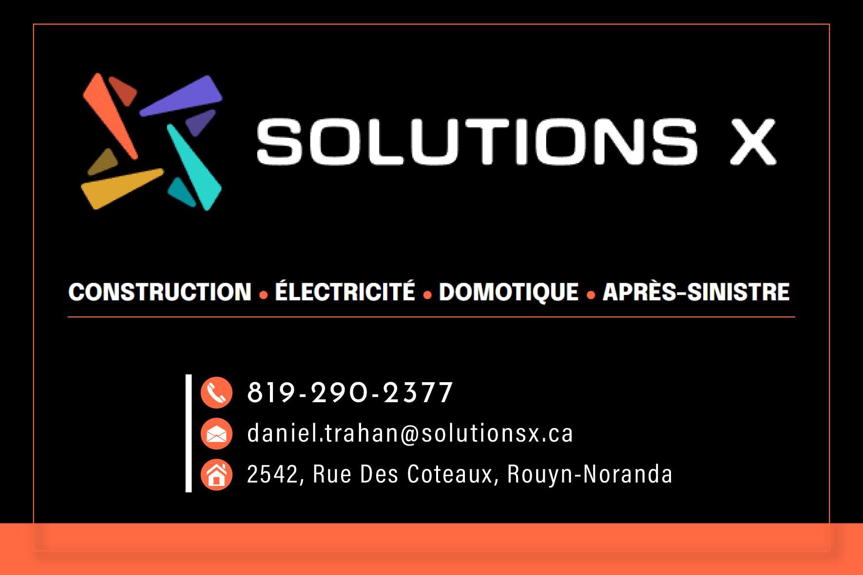 Carte de visite recto de TRAHAN SOLUTION X INC