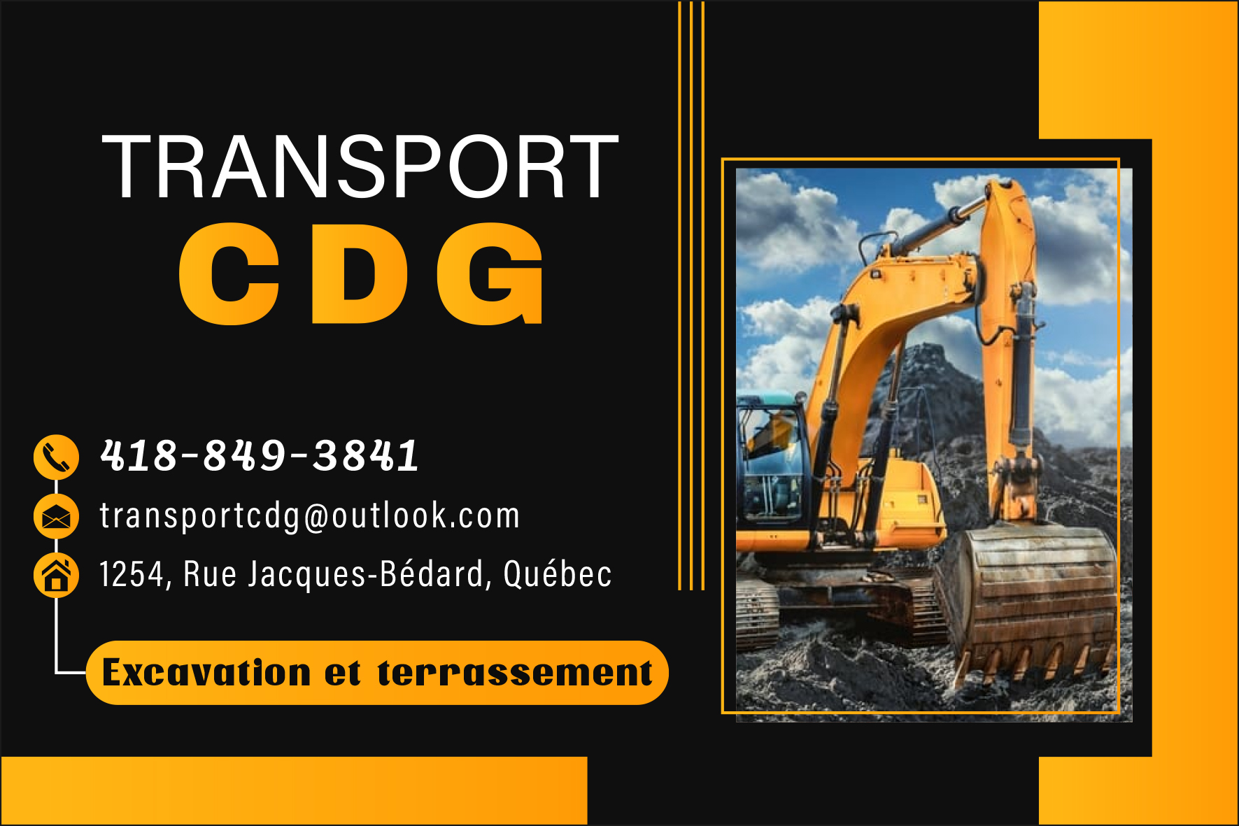 Carte de visite recto de TRANSPORT C.D.G. INC