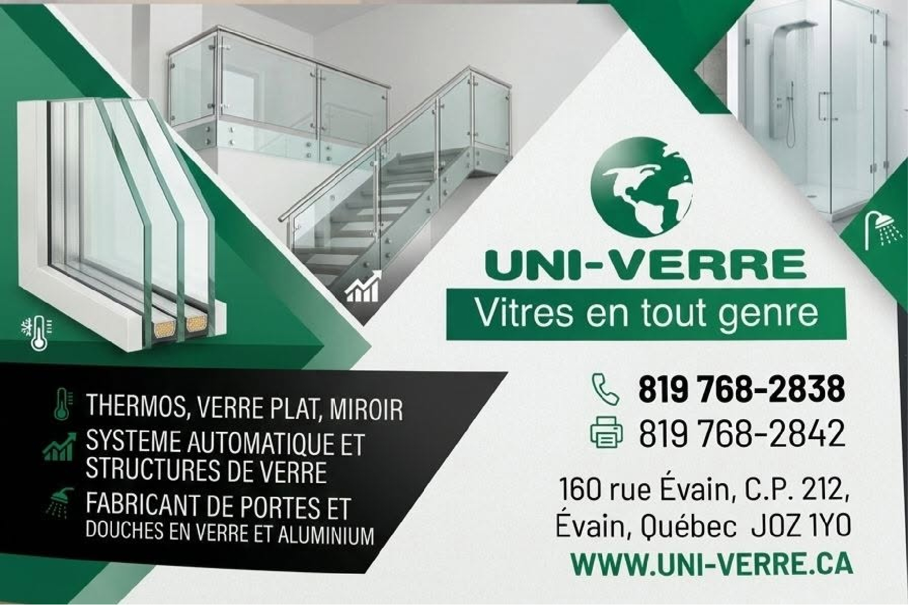 Carte de visite recto de UNI-VERRE ROUYN-NORANDA INC