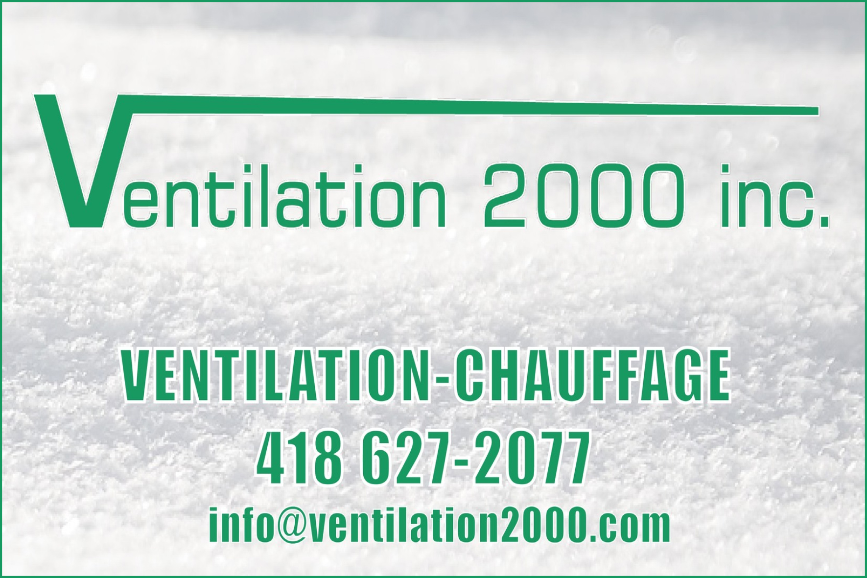 Carte de visite recto de VENTILATION 2000 INC