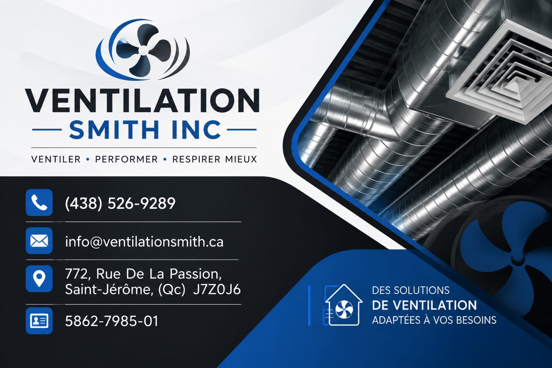 Carte de visite recto de VENTILATION SMITH INC