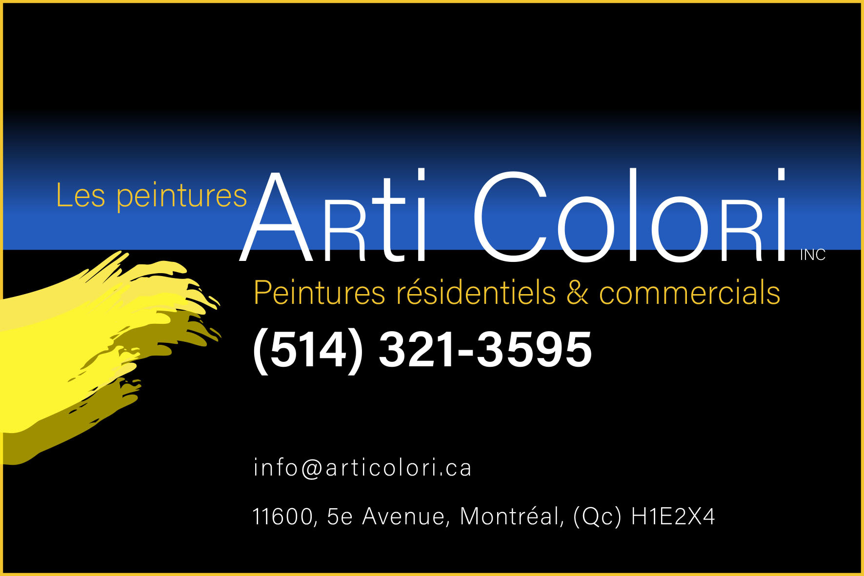 Carte de visite recto de PEINTURES ARTI COLORI INC