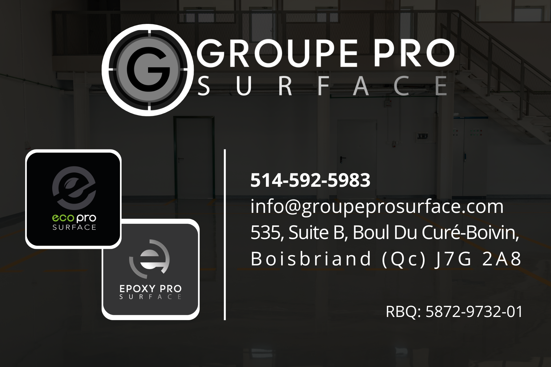 Carte de visite recto de GROUPE PRO SURFACE INC