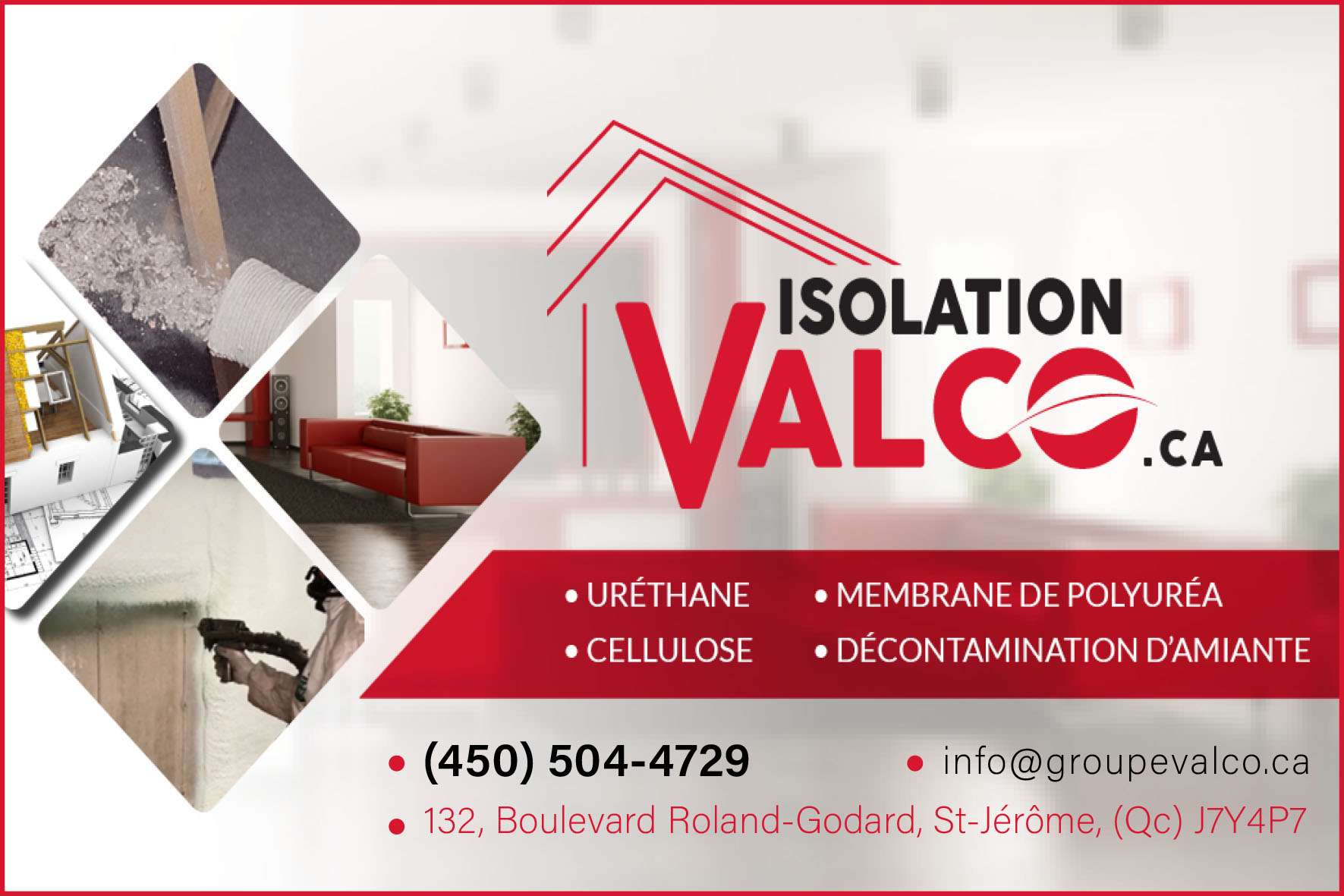 Carte de visite recto de ISOLATION VALCO INC