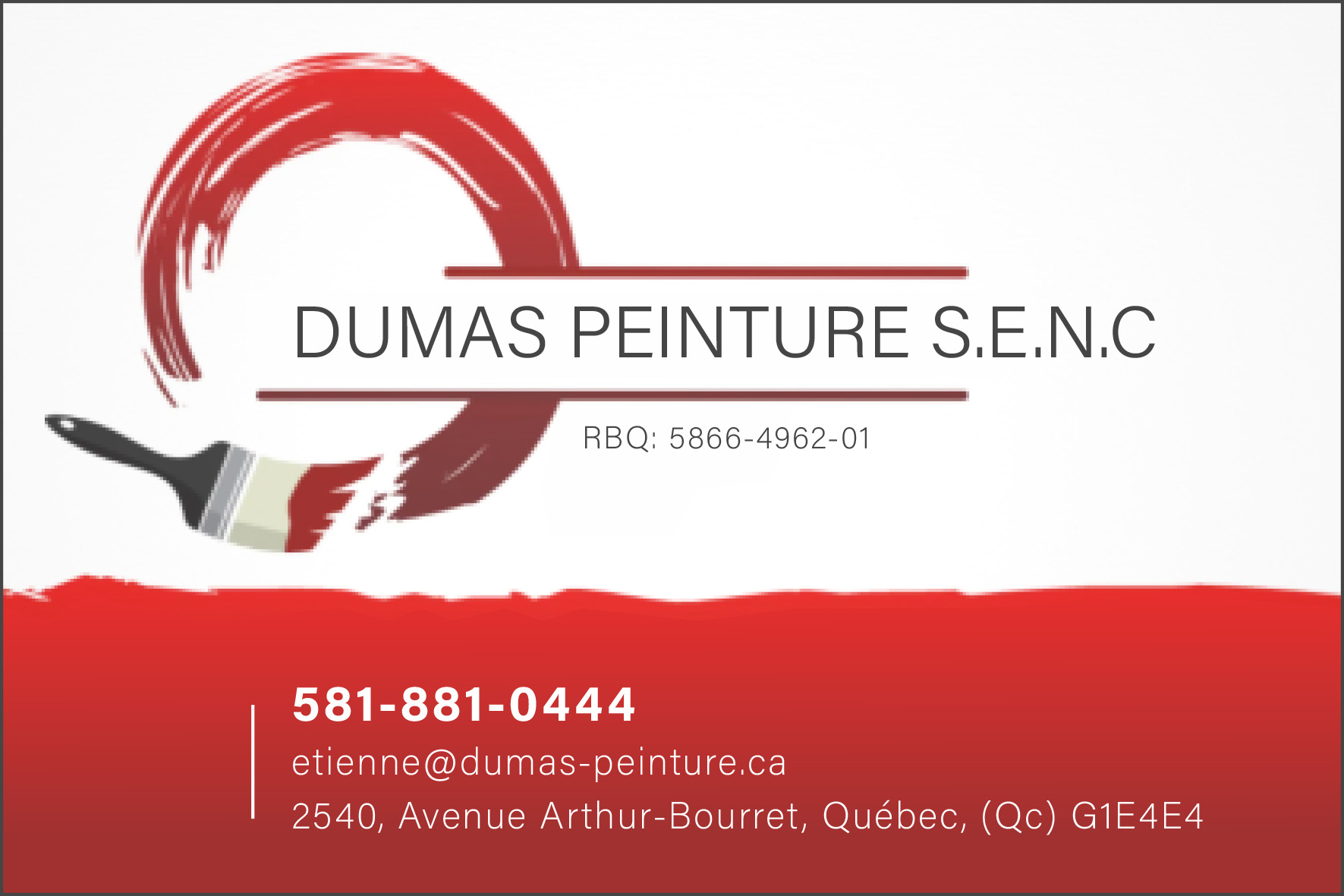 Carte de visite recto de DUMAS PEINTURE S.E.N.C