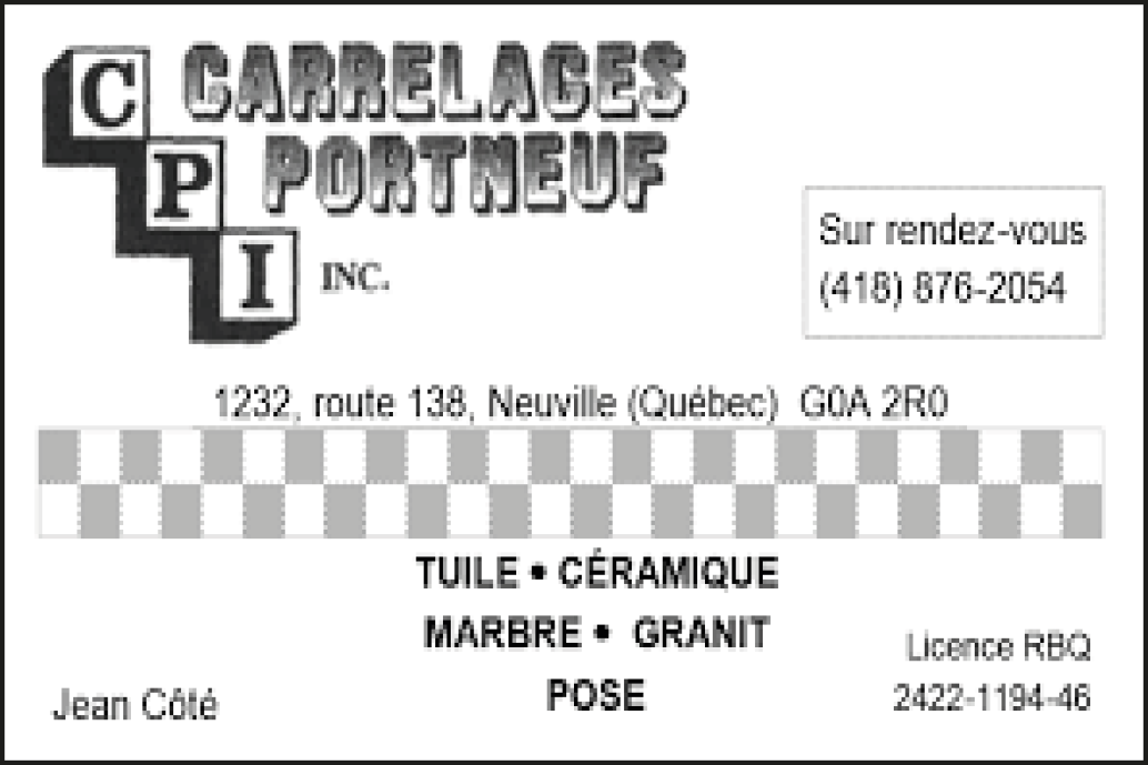 Carte de visite recto de CONSTRUCTIONS GOSFORD INC